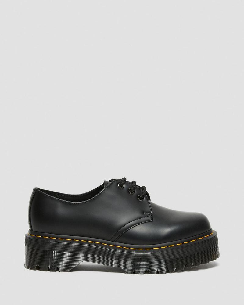 Black Men's Dr Martens 1461 Smooth Leather Platform Shoes | CA 624DFM